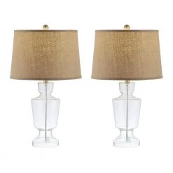 Amby 24 in. Clear Table Lamp with White Shade (Set of 2) by Safavieh -Safavieh Sales clear safavieh table lamps tbl4287a set2 c3 1000