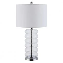 Peli 26.5 in. Clear Table Lamp with White Shade by Safavieh