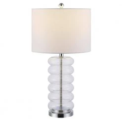 Peli 26.5 in. Clear Table Lamp with White Shade by Safavieh -Safavieh Sales clear safavieh table lamps tbl4293a c3 1000