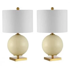 Anina 24 in. Cream Table Lamp with White Shade (Set of 2) by Safavieh