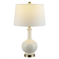 Bowie 26 in. Cream Table Lamp with White Shade by Safavieh -Safavieh Sales cream safavieh table lamps tbl4346a c3 1000
