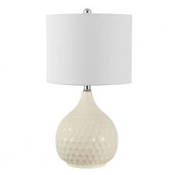 Nalon 24 in. Cream Table Lamp with White Shade (Set of 2) by Safavieh -Safavieh Sales cream safavieh table lamps tbl4362a set2 44 1000