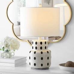 Kencia 22.25 in. Cream Table Lamp with White Shade by Safavieh -Safavieh Sales cream safavieh table lamps tbl4375a 31 1000