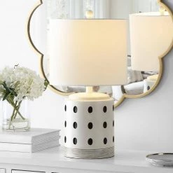 Lenis 22 in. Cream Table Lamp with White Shade by Safavieh -Safavieh Sales cream safavieh table lamps tbl4379a 31 1000