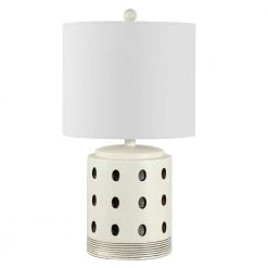 Lenis 22 in. Cream Table Lamp with White Shade by Safavieh