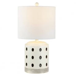 Lenis 22 in. Cream Table Lamp with White Shade by Safavieh -Safavieh Sales cream safavieh table lamps tbl4379a c3 1000
