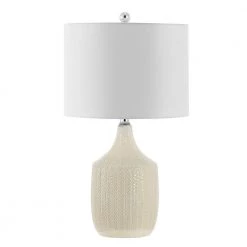 Secia 25 in. Cream Table Lamp with White Shade by Safavieh
