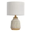 21 in. Creamy White Ribbed Table Lamp with White Shade by Kawoti