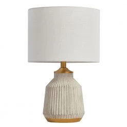 21 in. Creamy White Ribbed Table Lamp with White Shade by Kawoti