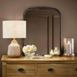 21 in. Creamy White Ribbed Table Lamp with White Shade by Kawoti -Safavieh Sales creamy white kawoti table lamps 21052 76 1000