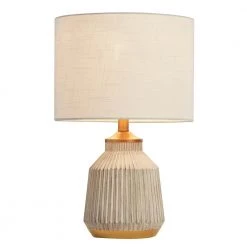 21 in. Creamy White Ribbed Table Lamp with White Shade by Kawoti -Safavieh Sales creamy white kawoti table lamps 21052 c3 1000