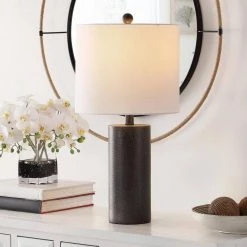 Nori 24 in. Dark Gray Table Lamp with White Shade by Safavieh -Safavieh Sales dark gray safavieh table lamps tbl4301a 31 1000