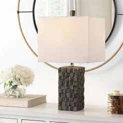 Jayden 22. 5 in. Dark Gray Table Lamp with White Shade (Set of 2) by Safavieh -Safavieh Sales dark gray safavieh table lamps tbl4336a set2 4f 1000