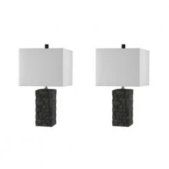 Jayden 22. 5 in. Dark Gray Table Lamp with White Shade (Set of 2) by Safavieh