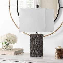 Jayden 22. 5 in. Dark Gray Table Lamp with White Shade (Set of 2) by Safavieh -Safavieh Sales dark gray safavieh table lamps tbl4336a set2 c3 1000