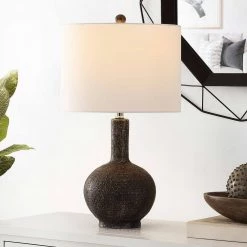 Carser 25 in. Dark Gray Table Lamp with White Shade by Safavieh 7 Carser 25 in. Dark Gray Table Lamp with White Shade by Safavieh -Safavieh Sales dark gray safavieh table lamps tbl4340a 31 1000