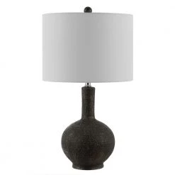 Carser 25 in. Dark Gray Table Lamp with White Shade by Safavieh