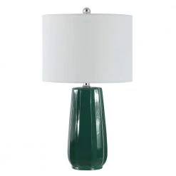 Yani 24.5 in. Dark Green Table Lamp with White Shade by Safavieh
