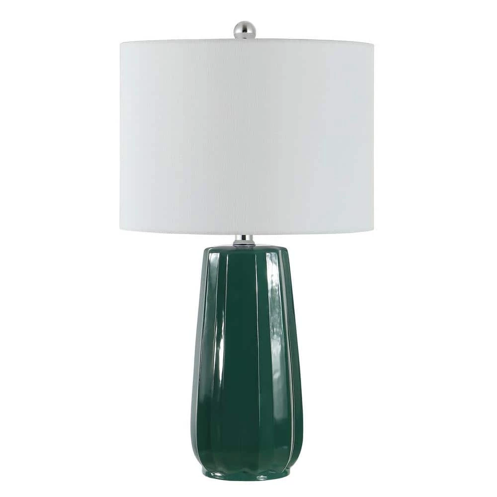 Yani 24.5 in. Dark Green Table Lamp with White Shade by Safavieh 1 Yani 24.5 in. Dark Green Table Lamp with White Shade by Safavieh