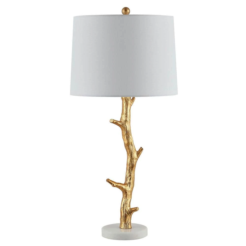 Olenna 29.5 in. Gold Leaf Table Lamp with White Shade by Safavieh 1 Olenna 29.5 in. Gold Leaf Table Lamp with White Shade by Safavieh