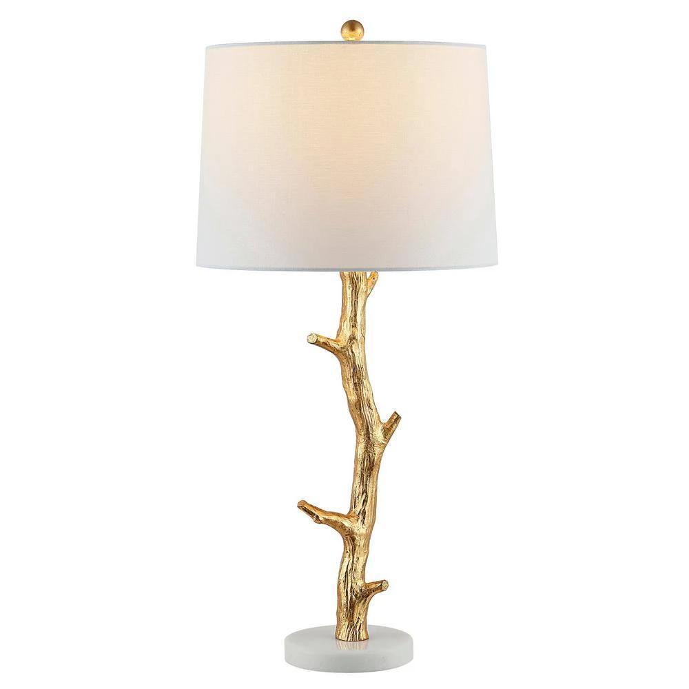 Olenna 29.5 in. Gold Leaf Table Lamp with White Shade by Safavieh 3 Olenna 29.5 in. Gold Leaf Table Lamp with White Shade by Safavieh - Image 3