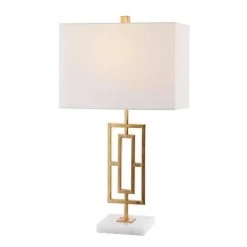 Yara 26.25 in. Gold Leaf/White Table Lamp with White Shade (Set of 2) by Safavieh -Safavieh Sales gold leaf white safavieh table lamps tbl4299a set2 fa 1000