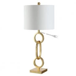 Alaia 29.5 in. Gold Table Lamp with White Shade by Safavieh