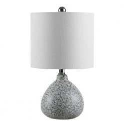 Blithe 17 in. Gray Crackle Table Lamp with White Shade by Safavieh