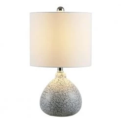 Blithe 17 in. Gray Crackle Table Lamp with White Shade by Safavieh -Safavieh Sales gray crackle safavieh table lamps tbl4266a c3 1000