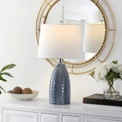 Naji 24.5 in. Gray Table Lamp with White Shade by Safavieh -Safavieh Sales gray safavieh table lamps tbl4258a 31 1000