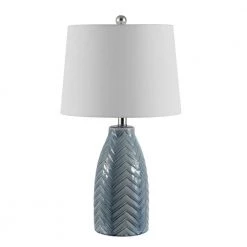 Naji 24.5 in. Gray Table Lamp with White Shade by Safavieh