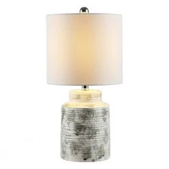 Branko 19 in. Gray Table Lamp with White Shade by Safavieh -Safavieh Sales gray safavieh table lamps tbl4269a c3 1000