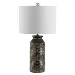 Waldina 25 in. Gray Table Lamp with White Shade by Safavieh