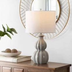 Wade 24.5 in. Gray Table Lamp with White Shade by Safavieh -Safavieh Sales gray safavieh table lamps tbl4274a 31 1000
