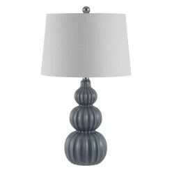 Corina 25.5 in. Gray Table Lamp with White Shade by Safavieh