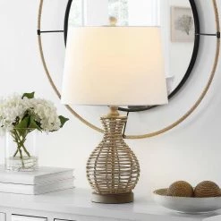 Flora 24 in. Gray Table Lamp with White Shade by Safavieh -Safavieh Sales gray safavieh table lamps tbl4295a 31 1000