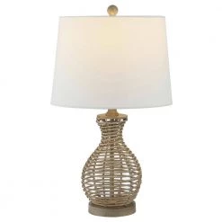 Flora 24 in. Gray Table Lamp with White Shade by Safavieh -Safavieh Sales gray safavieh table lamps tbl4295a c3 1000