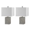 Jaxon 21 in. Gray Table Lamp with White Shade (Set of 2) by Safavieh