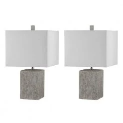 Jaxon 21 in. Gray Table Lamp with White Shade (Set of 2) by Safavieh