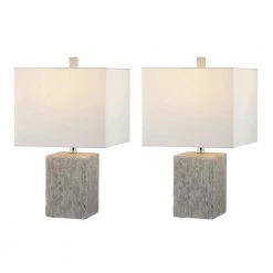 Jaxon 21 in. Gray Table Lamp with White Shade (Set of 2) by Safavieh -Safavieh Sales gray safavieh table lamps tbl4337a set2 c3 1000