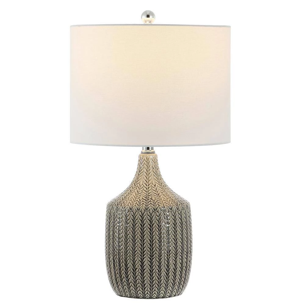 Secia 25 in. Gray Table Lamp with White Shade by Safavieh 3 Secia 25 in. Gray Table Lamp with White Shade by Safavieh - Image 3