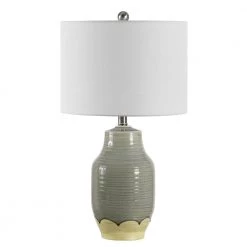 Raker 26 in. Gray Table Lamp with White Shade by Safavieh