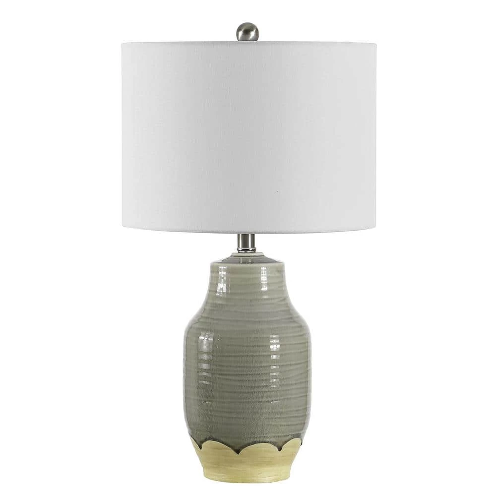 Raker 26 in. Gray Table Lamp with White Shade by Safavieh 1 Raker 26 in. Gray Table Lamp with White Shade by Safavieh