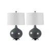 Masera 25 in. Gray Table Lamp with White Shade (Set of 2) by Safavieh