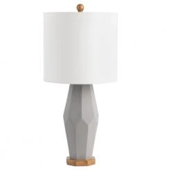 Landren 27 in. Gray Table Lamp with White Shade (Set of 2) by Safavieh -Safavieh Sales gray safavieh table lamps tbl7002a set2 4f 1000