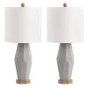 Landren 27 in. Gray Table Lamp with White Shade (Set of 2) by Safavieh