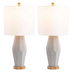 Landren 27 in. Gray Table Lamp with White Shade (Set of 2) by Safavieh -Safavieh Sales gray safavieh table lamps tbl7002a set2 c3 1000