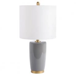 Lonen 25. 25 in. Gray Table Lamp with Off White Shade (Set of 2) by Safavieh -Safavieh Sales gray safavieh table lamps tbl7004a set2 4f 1000