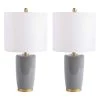 Lonen 25. 25 in. Gray Table Lamp with Off White Shade (Set of 2) by Safavieh