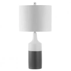 Enri 25.5 in. Gray/White Table Lamp with White Shade by Safavieh